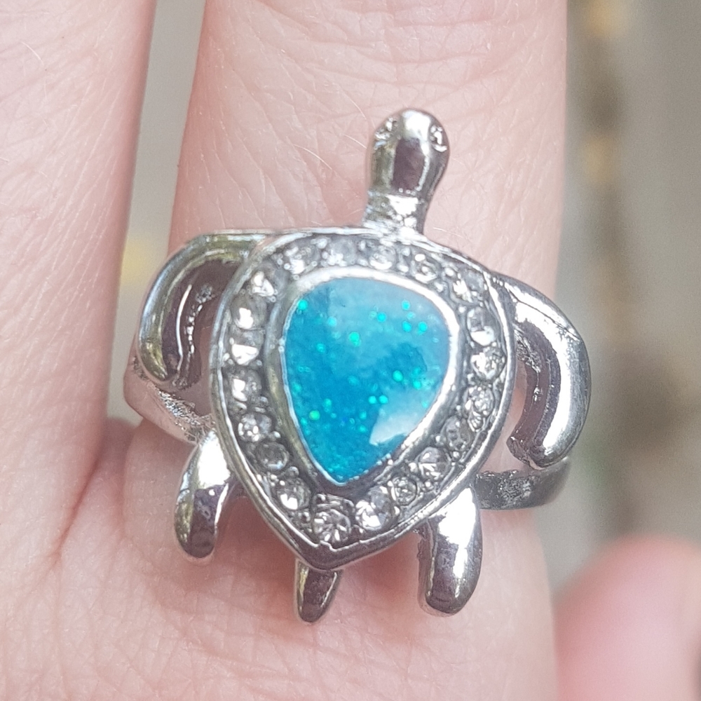🐢 Blue Sea Turtle Ring 💍